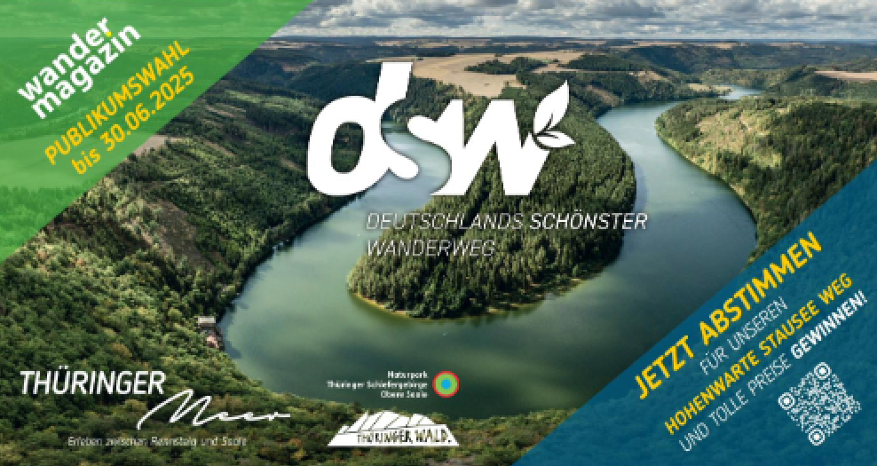 Hohenwarte Stausee Weg nominiert für Deutschlands schönsten Wanderweg 2025