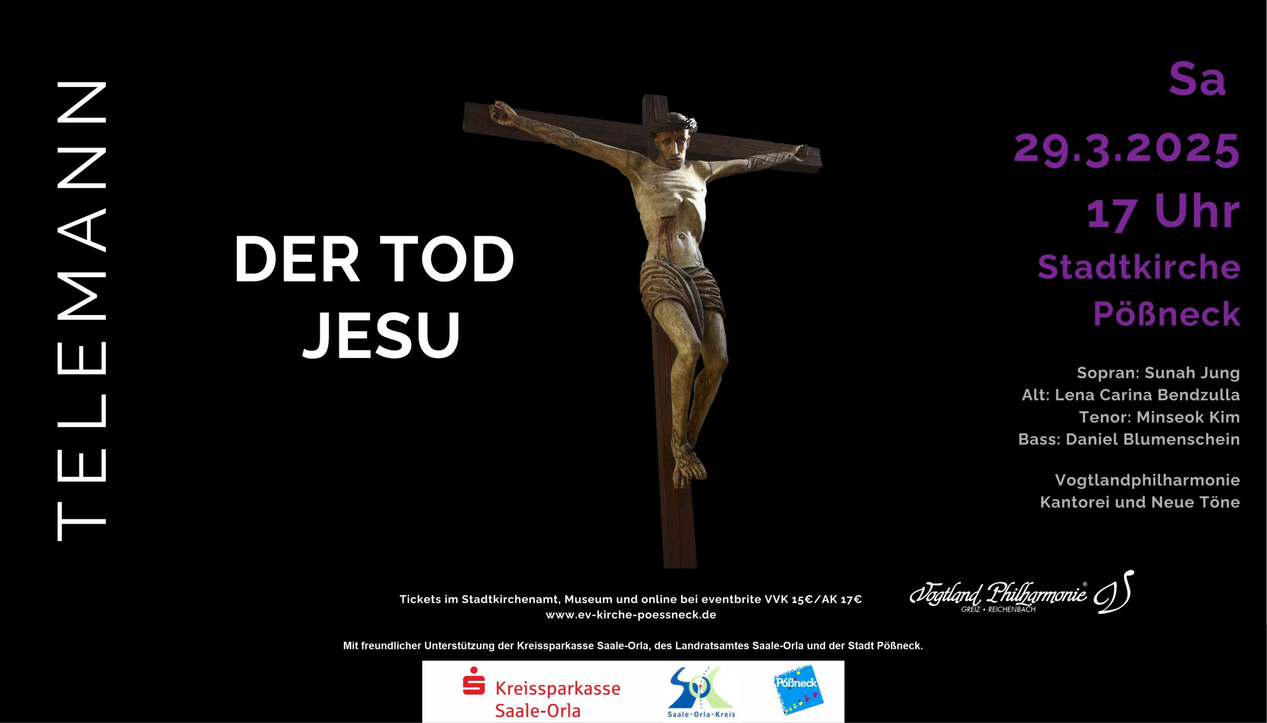 Passionsoratorium „Der Tod Jesu“ von Telemann in der Stadtkirche St. Bartholomäus in Pößneck