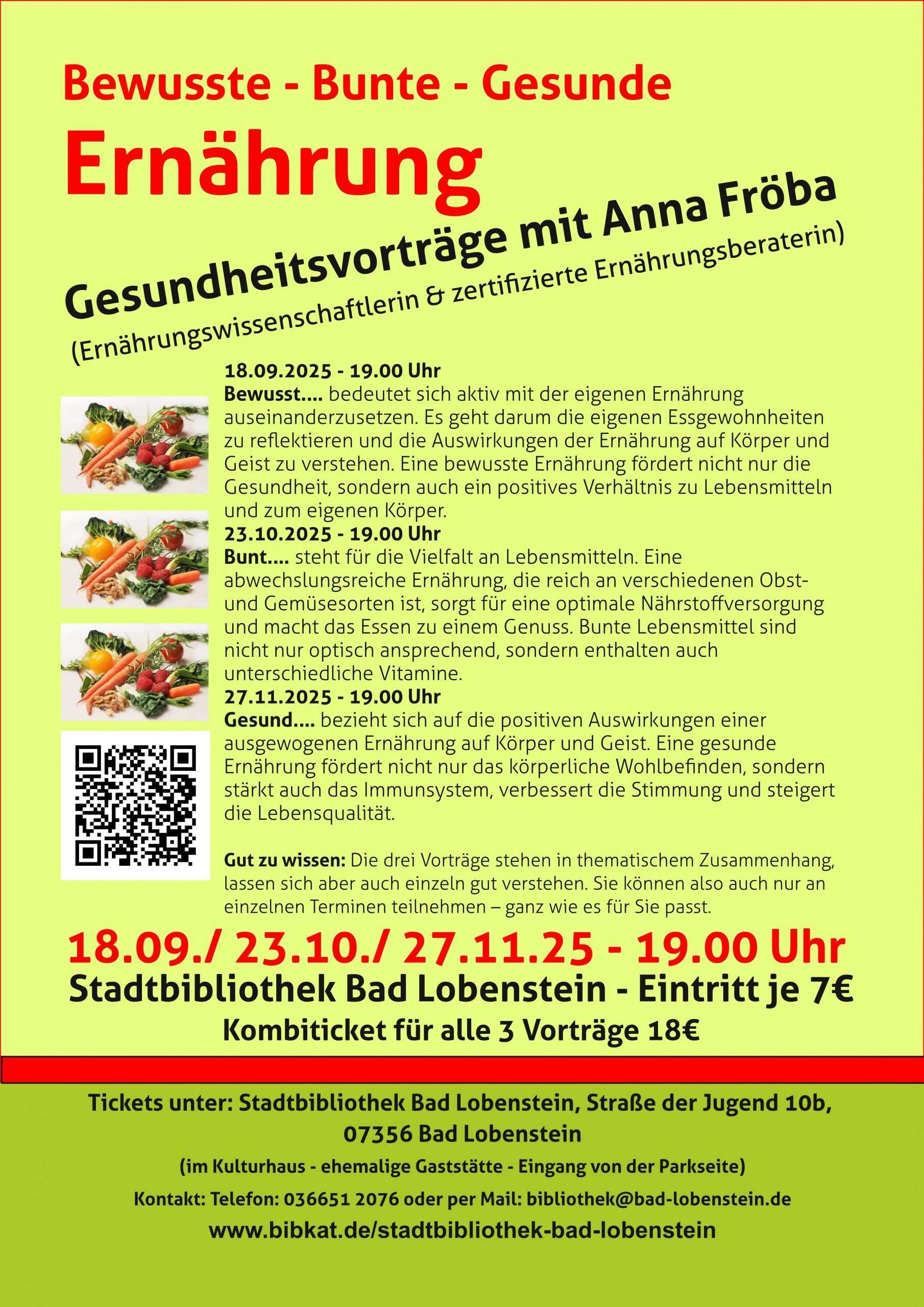 Gesundheitsvortrag in Bad Lobenstein: „Bewusste Ernährung“ mit Anna Fröba
